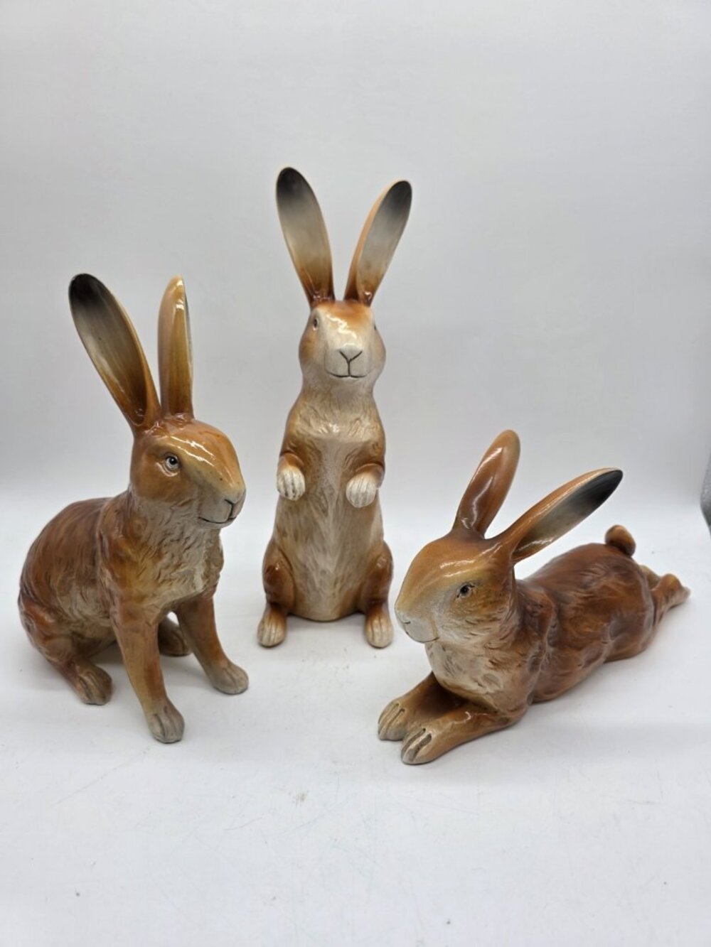 Realistic Rabbit Bunny Trio Resin Figures Easter New Without Tags Farm Spring